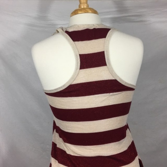 3/ $15 Shimmery Red White Stripe Razor Back Tank - Picture 5 of 8
